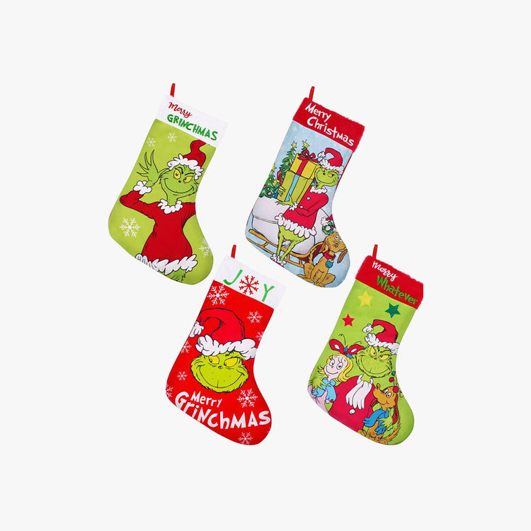 4 Pack Christmas Stocking,18 Inch Large Green Christmas Stockings Christmas Decorations for Family Holiday Party Decor