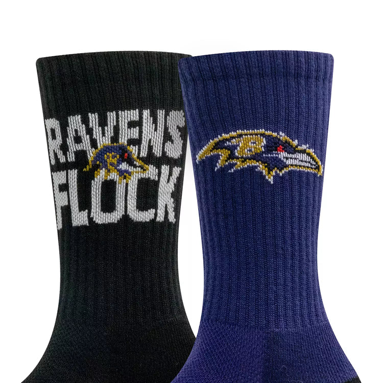 NFL Adult 2-Pack Socks. Baltimore Ravens.