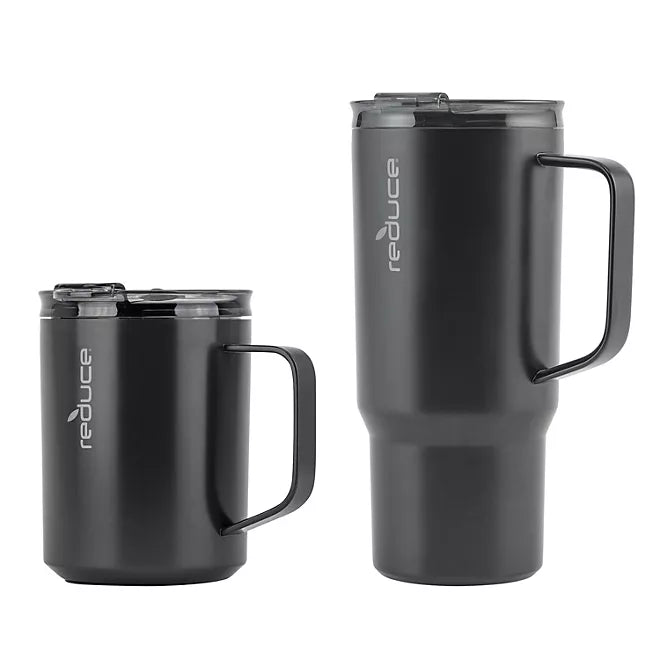 Reduce Vacuum Insulated Stainless Steel Hot1 Coffee Mug Set With Steam Release Lid, 14 oz. and 24 oz.