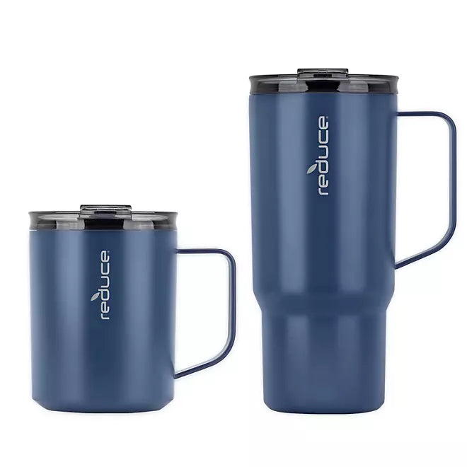 Reduce Vacuum Insulated Stainless Steel Hot1 Coffee Mug Set With Steam Release Lid, 14 oz. and 24 oz.