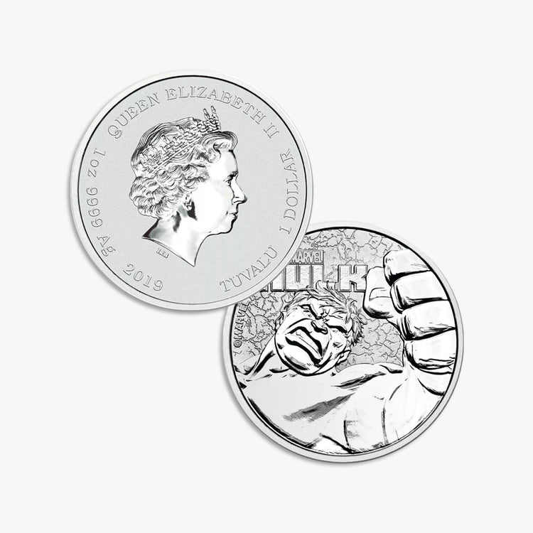 2019 Marvel Hulk Silver Coin w/ Queen Elizabeth II