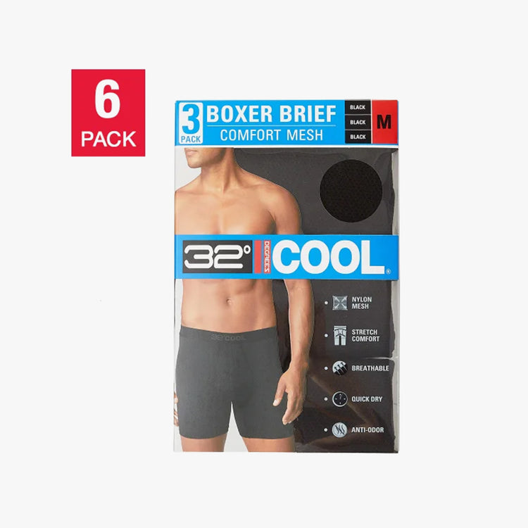 32 Degrees Men's Comfort Mesh Boxer Brief, 6-pack