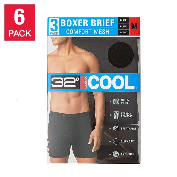 32 Degrees Men's Comfort Mesh Boxer Brief, 6-pack