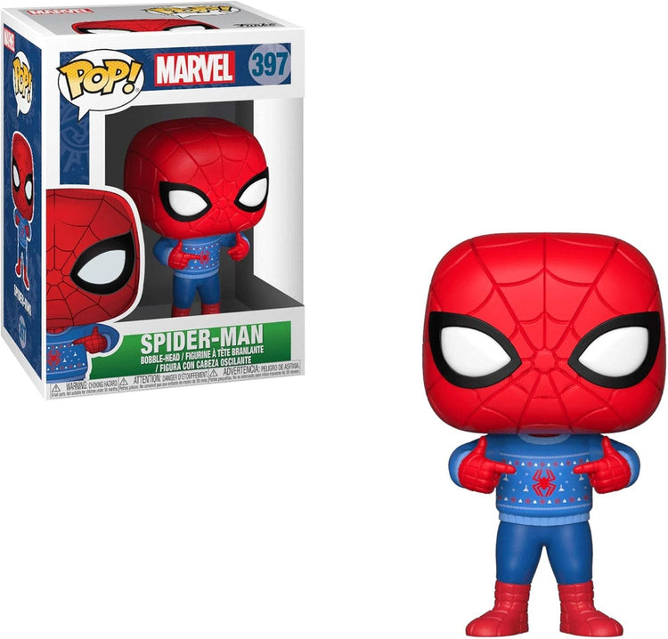 Funko Pop Marvel: Holiday - Spider-Man with Ugly Sweater Collectible Figure, Multicolor