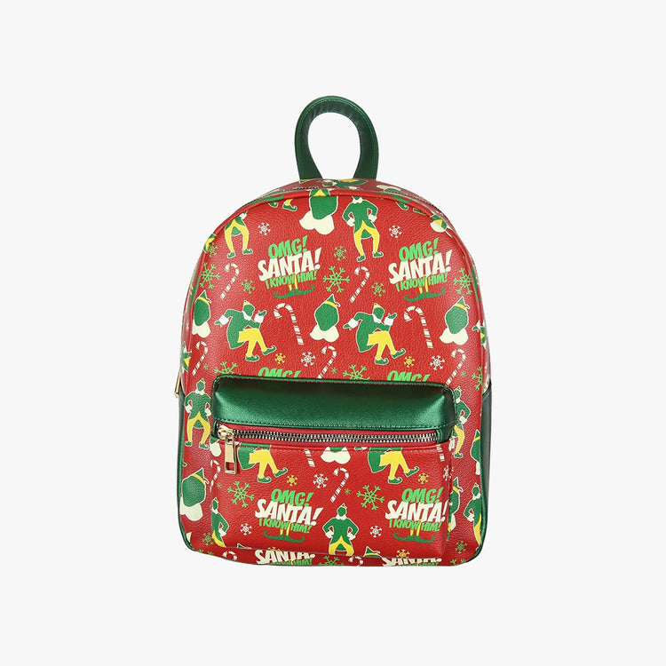 Elf The Movie Buddy OMG! Santa! I Know Him Allover Pattern Faux Leather Mini Backpack.