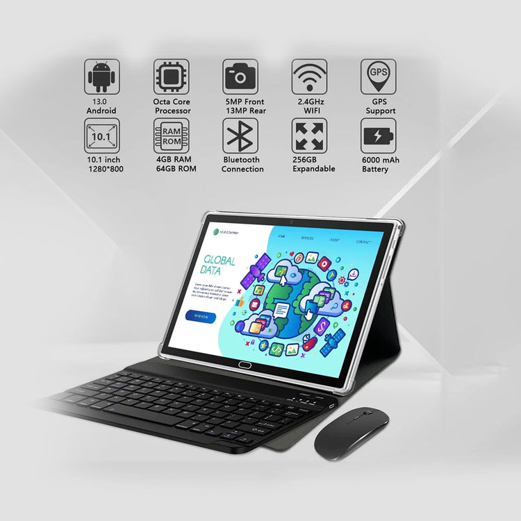 Android 13 Tablet 10 inch Tablet with Keyboard Wireless Mouse Stylus,4G Phone Tablet,Octa Core Processor 1280x800 IPS Tablet/4GB RAM 64GB ROM/13MP+5MP Camera Bluetooth WiFi Tablet,2024 Latest Tablet