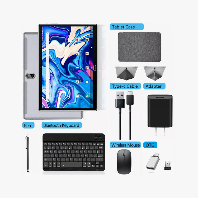 Android 13 Tablet 10 inch Tablet with Keyboard Wireless Mouse Stylus,4G Phone Tablet,Octa Core Processor 1280x800 IPS Tablet/4GB RAM 64GB ROM/13MP+5MP Camera Bluetooth WiFi Tablet,2024 Latest Tablet