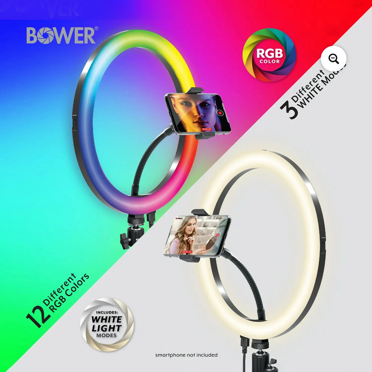 Bower 12-inch LED RGB Ring Light Studio Kit with Special Effects; Black