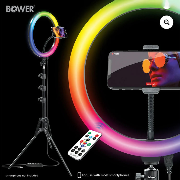 Bower 12-inch LED RGB Ring Light Studio Kit with Special Effects; Black