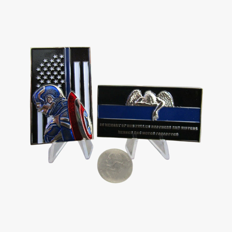 Captain America Thin Blue Line Law Enforcement Police Challenge Coin