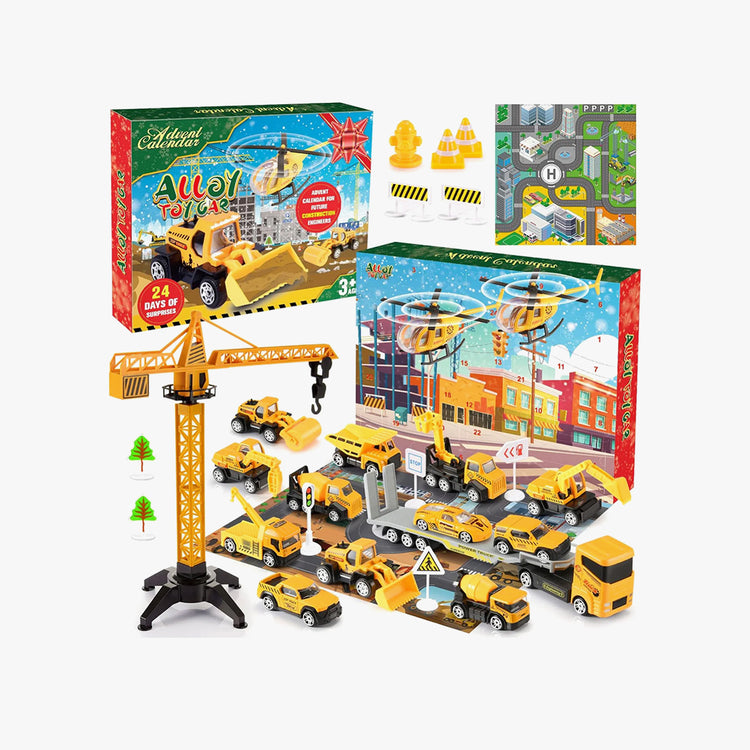 Christmas Advent Calendar for Kids Boys, Toys for 3-8 Year Old Boys Girls 24 Days Countdown Calendar with Alloy Construction Engineering Vehicle Toy Sets Xmas Gifts Stocking Stuffer for Boys Ages 3-8