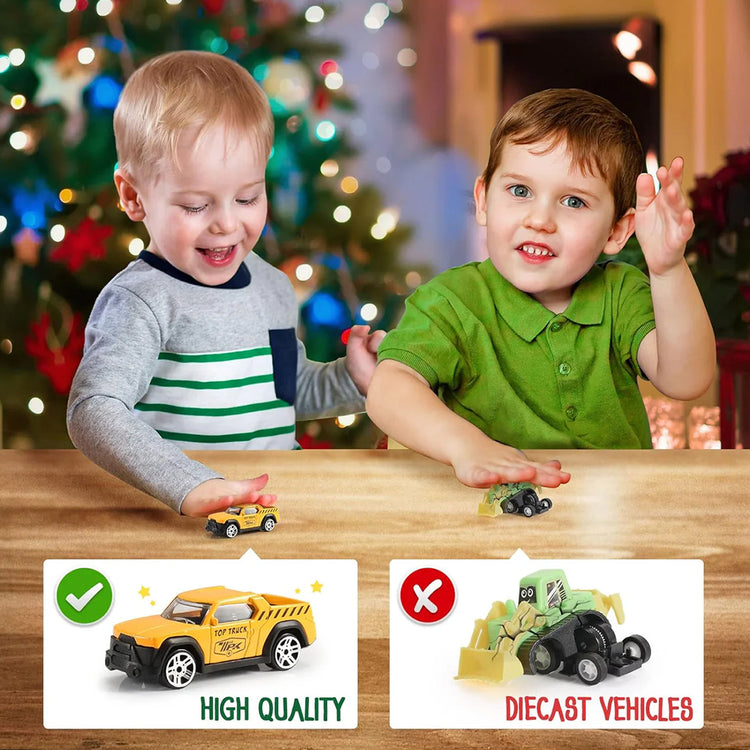 Christmas Advent Calendar for Kids Boys, Toys for 3-8 Year Old Boys Girls 24 Days Countdown Calendar with Alloy Construction Engineering Vehicle Toy Sets Xmas Gifts Stocking Stuffer for Boys Ages 3-8