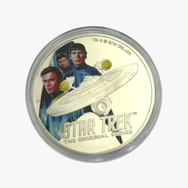 2019 Tuvalu Star Trek U.S.S. Enterprise and Crew Proof 2 oz Silver Coin