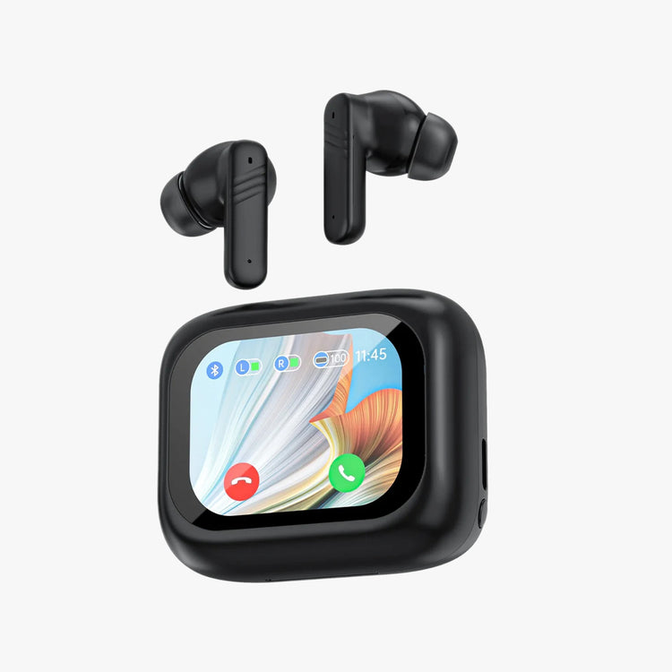 Wireless Earbuds, Bluetooth 5.4 Headphones with Smart Touch Screen, Active Noise Cancelling Earphones for iPhone Android, 48hrs Playtime with Wireless Charging Case, IPX8 Waterproof. Comes in black or white.