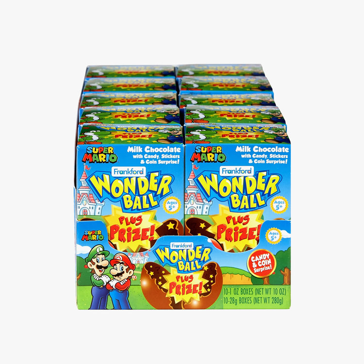 Frankford Candy Company Wonder Ball with Toy Mario, Milk Chocolate, 1 Ounce (Pack of 10)