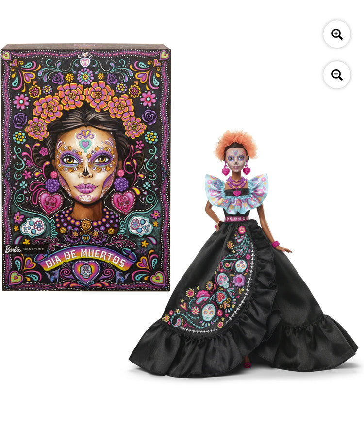 Barbie Signature Día De Muertos 2024 Collectible Doll in Ruffled Black Gown.