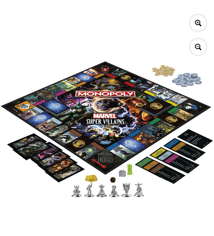 Monopoly Marvel Super Villains Edition Board Game for Kids and Family Ages 8 and Up, 2-6 Players.