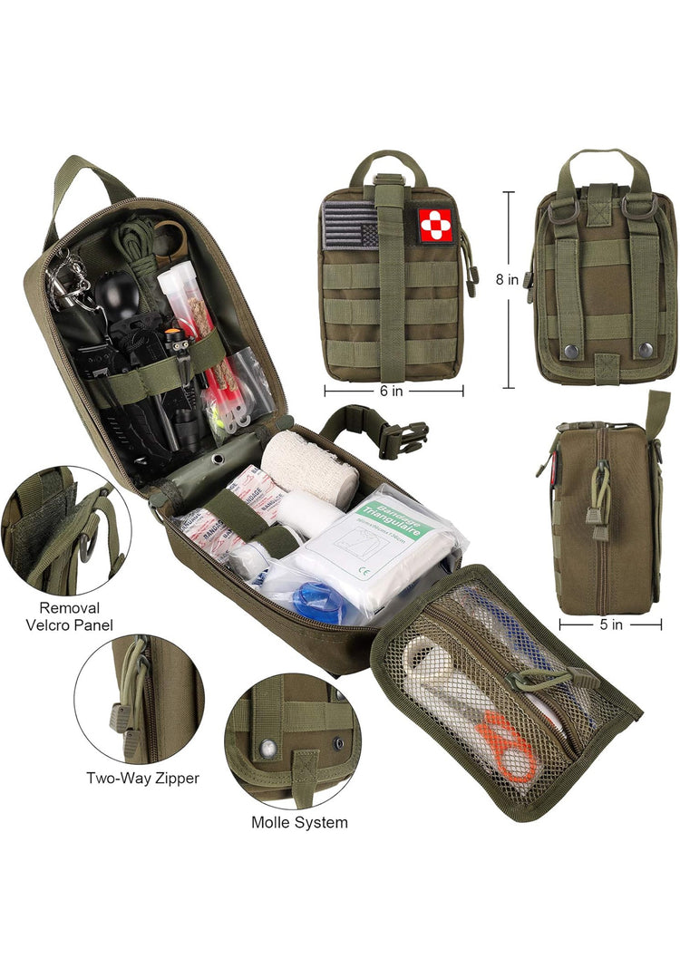 216 Pcs Survival First Aid Kits, Professional Survival Gear Equipment Tools First Aid Supplies kit for SOS Emergency Hiking Hunting Disaster Camping Adventures