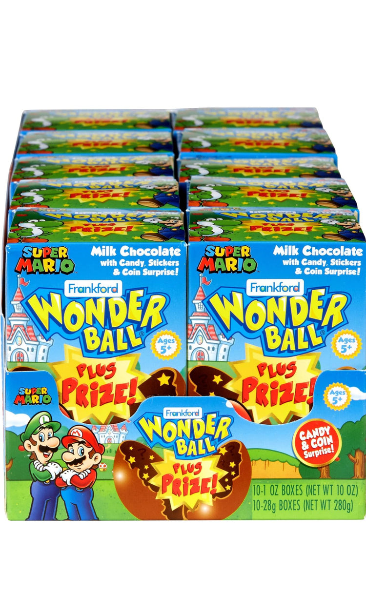 Frankford Candy Company Wonder Ball with Toy Mario, Milk Chocolate, 1 Ounce (Pack of 10)