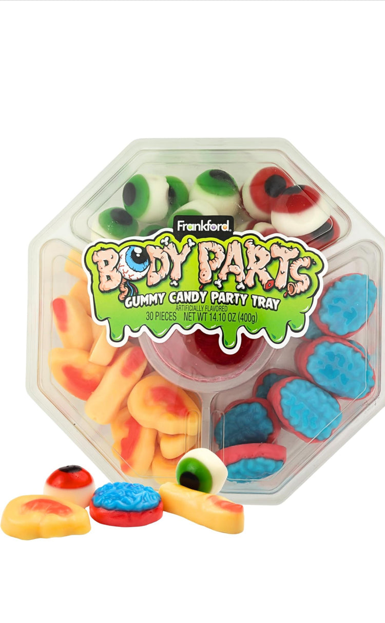 Halloween Gummy Body Parts Party Tray, Eyeballs, Fingers, Brains, and Ears, 14.10 Ounces