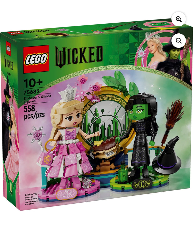 LEGO Wicked Elphaba & Glinda Figures, Kids Witch Toys, Fantasy Construction Playset, Gift for Kids, 75682