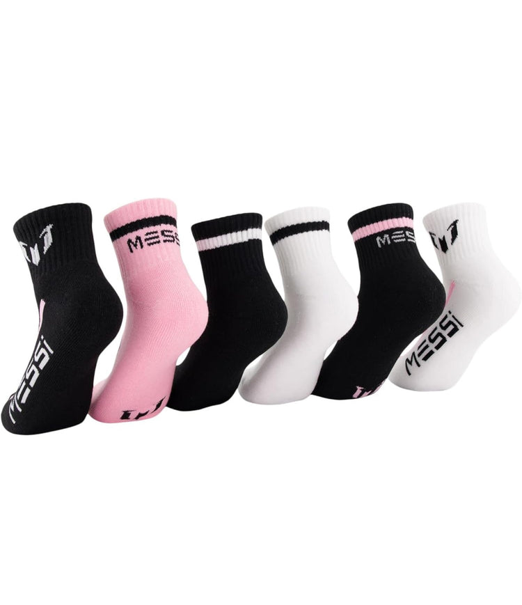 Messi Boys' Lifestyle Ankle, 6-Pack Kids Socks, Soft & Stretchy, Comfortable. Size M