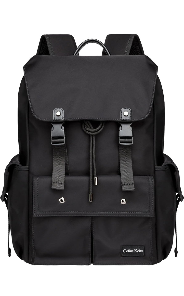 Colins Kiers 15.6 Inch Laptop Backpack. Drawstring Anti-theft Waterproof Tech Backpack with Laptop Compartment. Black 30L