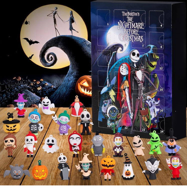 Halloween Advent Calendar 2024,Contains 24 Gifts, Nightmare Before Christmas Advent Calendar, Scary Halloween Doll Collectible Horror Figures Gift for Kids Teen Adults