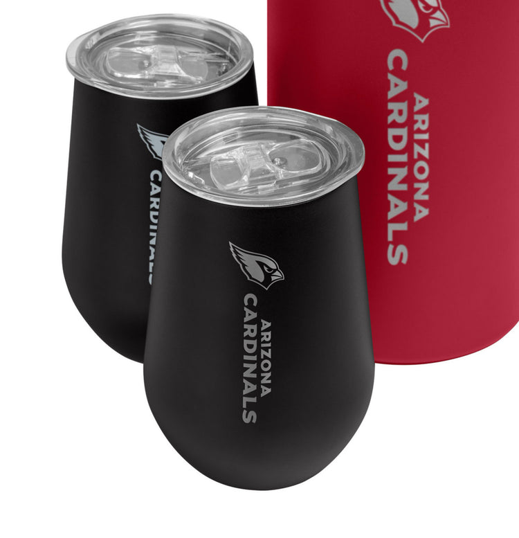 NFL Stainless Steel Wine Chiller and Tumbler Set. Arizona Cardinals.