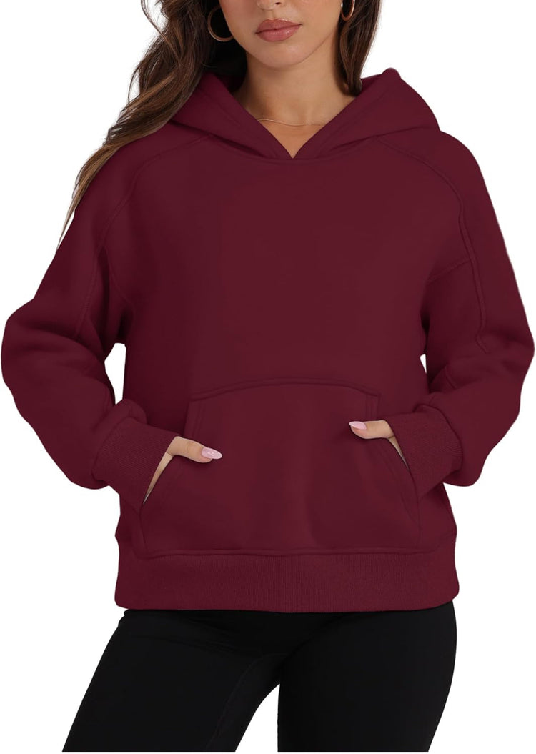 OFEEFAN Hoodies for Womens Sweatshirt Cropped Fall Fashion 2024 Outfits Trendy Fleece Pullover Long Sleeve Tops