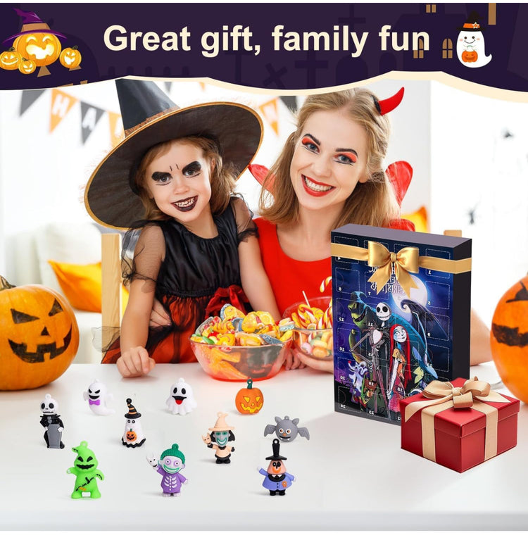 Halloween Advent Calendar 2024,Contains 24 Gifts, Nightmare Before Christmas Advent Calendar, Scary Halloween Doll Collectible Horror Figures Gift for Kids Teen Adults