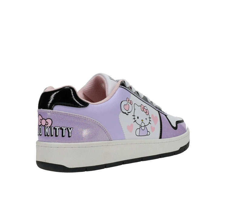 Hello Kitty by Sanrio Women’s Lavendar Casual Court Sneaker, Sizes 6-11, Regular Width. Size 8 and 9 in woman.