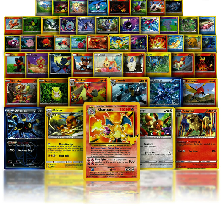 Limited Edition Charizard Bundle | 50+ Authentic Cards | Bonus 7 Rares or Holos | Rare or Ultra Rare Charizard Guaranteed | GG Deck Box Compatible with Pokemon Cards