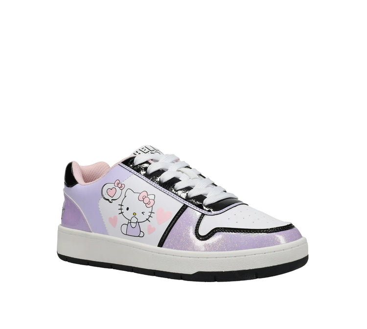 Hello Kitty by Sanrio Women’s Lavendar Casual Court Sneaker, Sizes 6-11, Regular Width. Size 8 and 9 in woman.