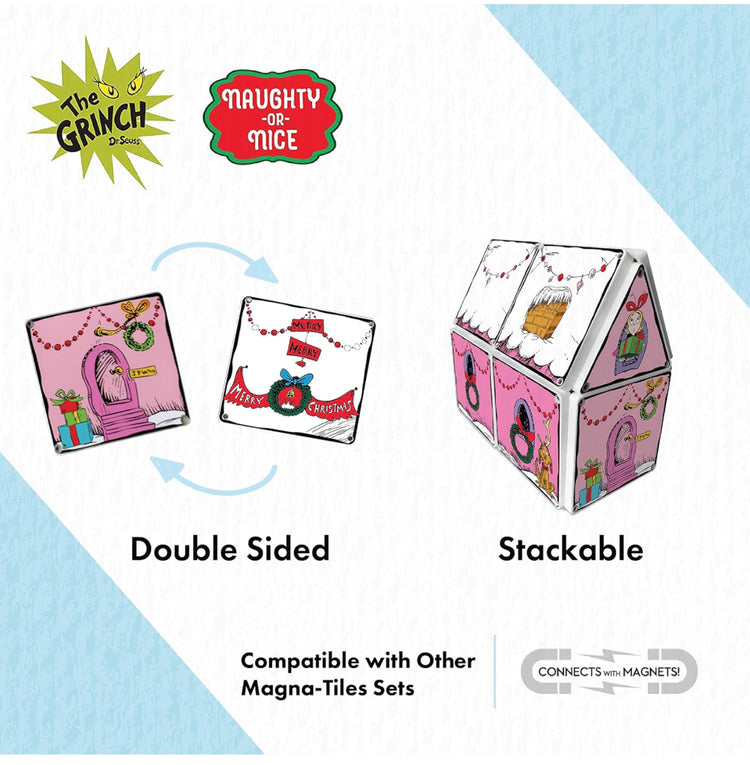 CreateOn Magna-Tiles Limited Edition Grinch Magnetic Building Toys from Dr. Seuss’ “How The Grinch Stole Christmas” Book, Educational Toys for Ages 3+, 19 Pieces