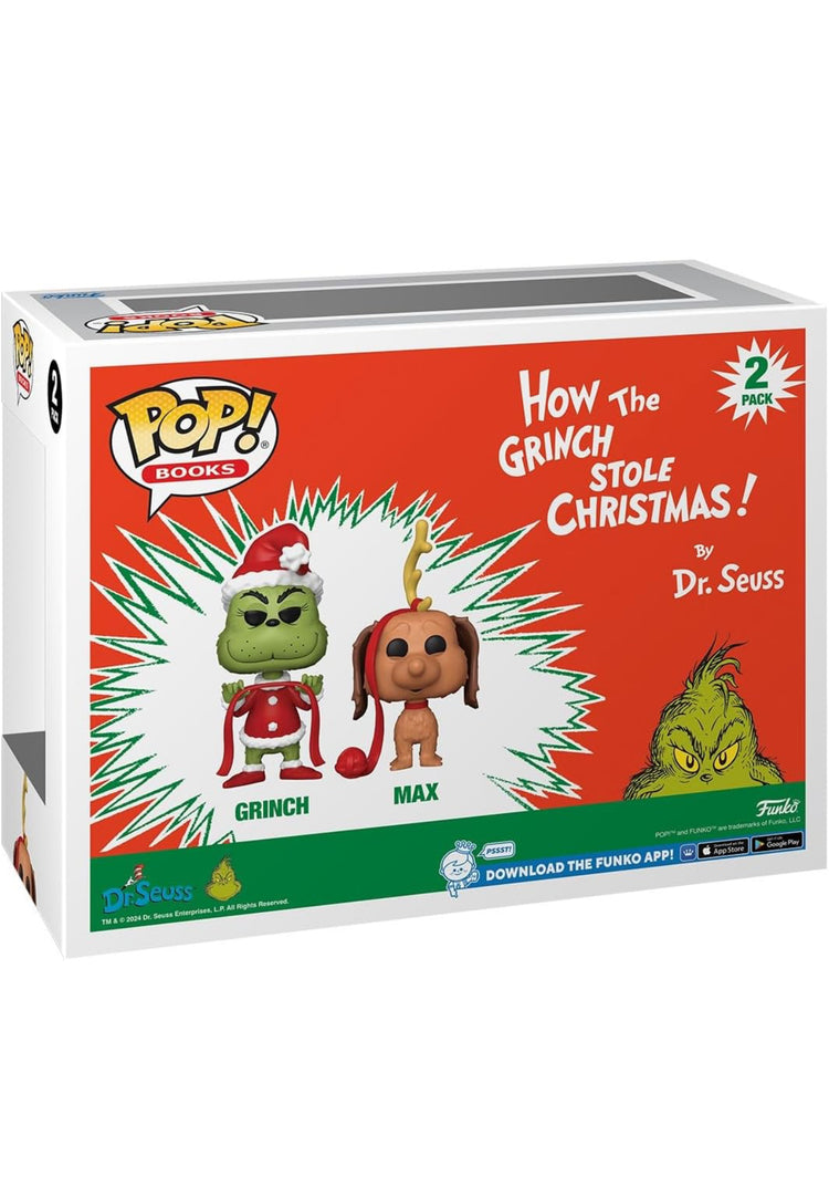 Funko Pop! Books: How The Grinch Stole Christmas - Grinch with Max, 2-Pack (Flocked), Amazon Exclusive.