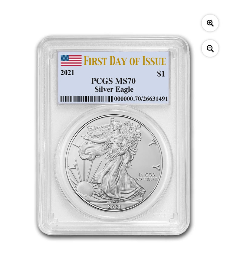 2021 American Silver Eagle (Type 1) MS-70 PCGS (First Day)