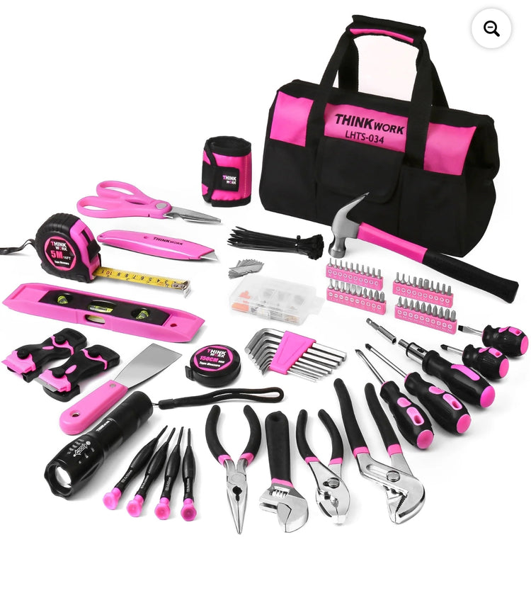 Pink Tool Set - 207 Piece Lady's Portable Home Repairing Tool Kit made from THINKWORK TW6075