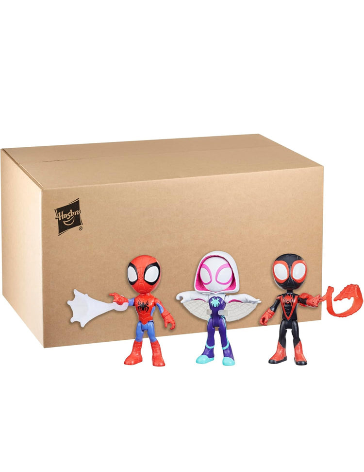 Spidey and His Amazing Friends 3-Pack, 4-Inch Scale Marvel Action Figures, 3 Toy Figures, 3 Accessories, Spider-Man, Ghost-Spider & Miles Morales, Halloween Gifts Amazon Exclusive)