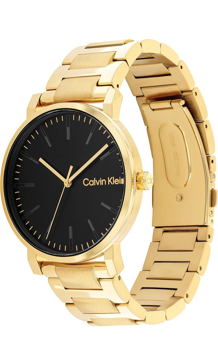 Calvin Klein Men's Quartz Stainless Steel Case and Link Bracelet Watch, Color: Gold Plated (Model: 25200257)