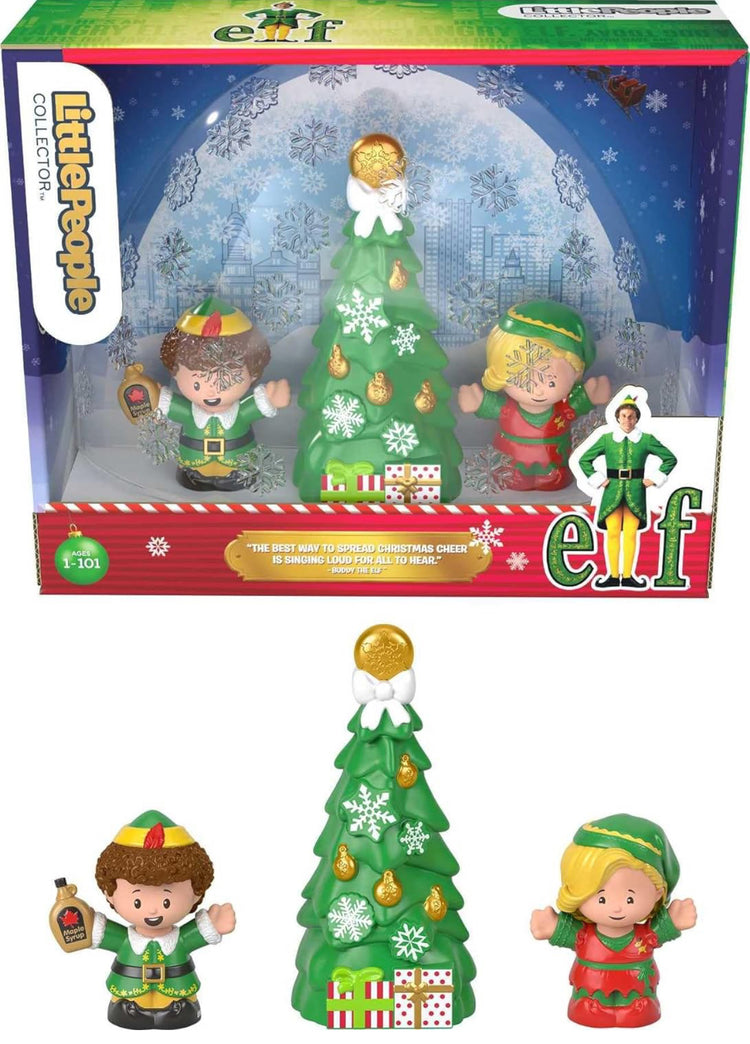 Little People Collector Elf Movie Special Edition Set for Adults & Fans, 2 Figures & Christmas Tree in Display Package