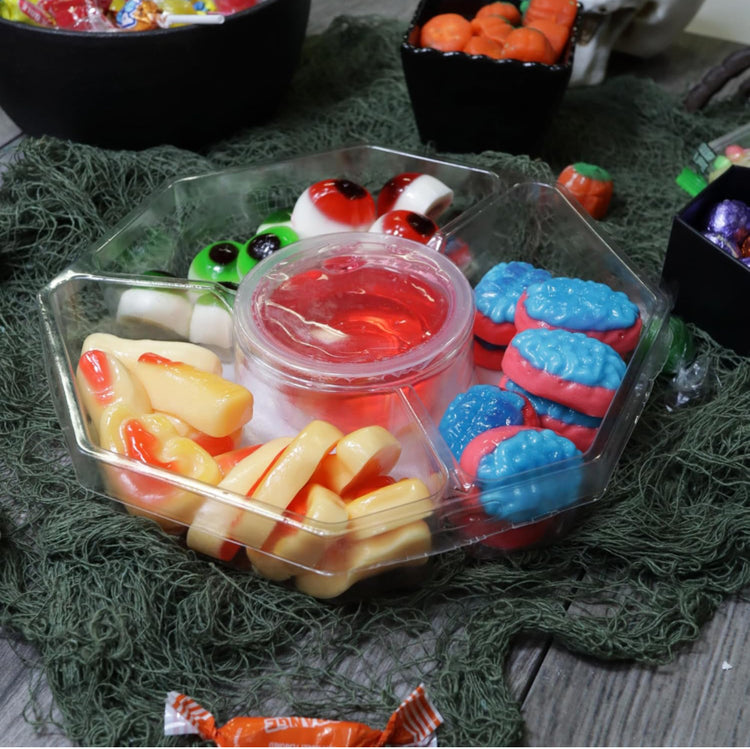 Halloween Gummy Body Parts Party Tray, Eyeballs, Fingers, Brains, and Ears, 14.10 Ounces