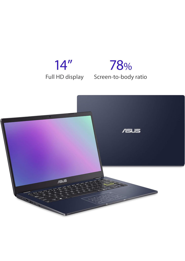 ASUS Vivobook Go 14 L410 Ultra Thin Laptop, 14â€ FHD Display, Intel Celeron N4020 Processor, 4GB RAM, 64GB eMMC, NumberPad, Windows 11 Home in S Mode, 1 Year Microsoft 365, Star Black,