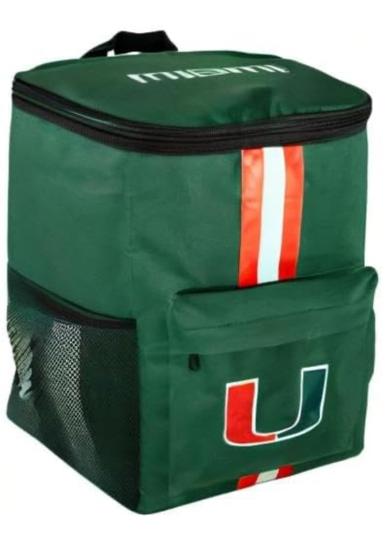 University of Miami Canes Cooler Backpack – Portable Soft Sided Ice Chest – Insulated Bag Holds 36 Cans - Acc Football Gear – Show Your Team Spirit with Officially Licensed Fan Gear.