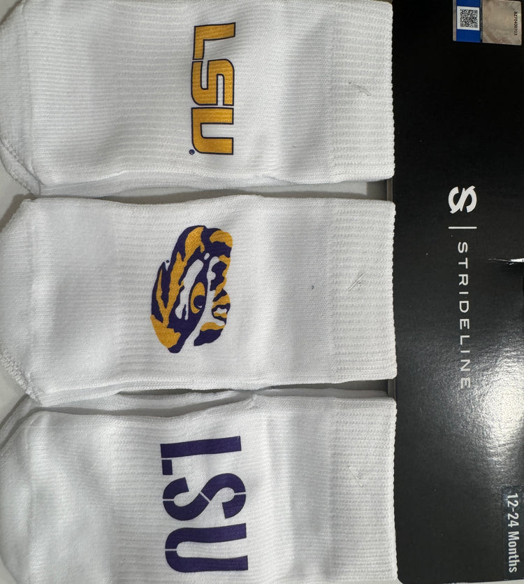 Strideline NCAA LSU Baby Socks. Not available online or in the store. 12-24 Months.