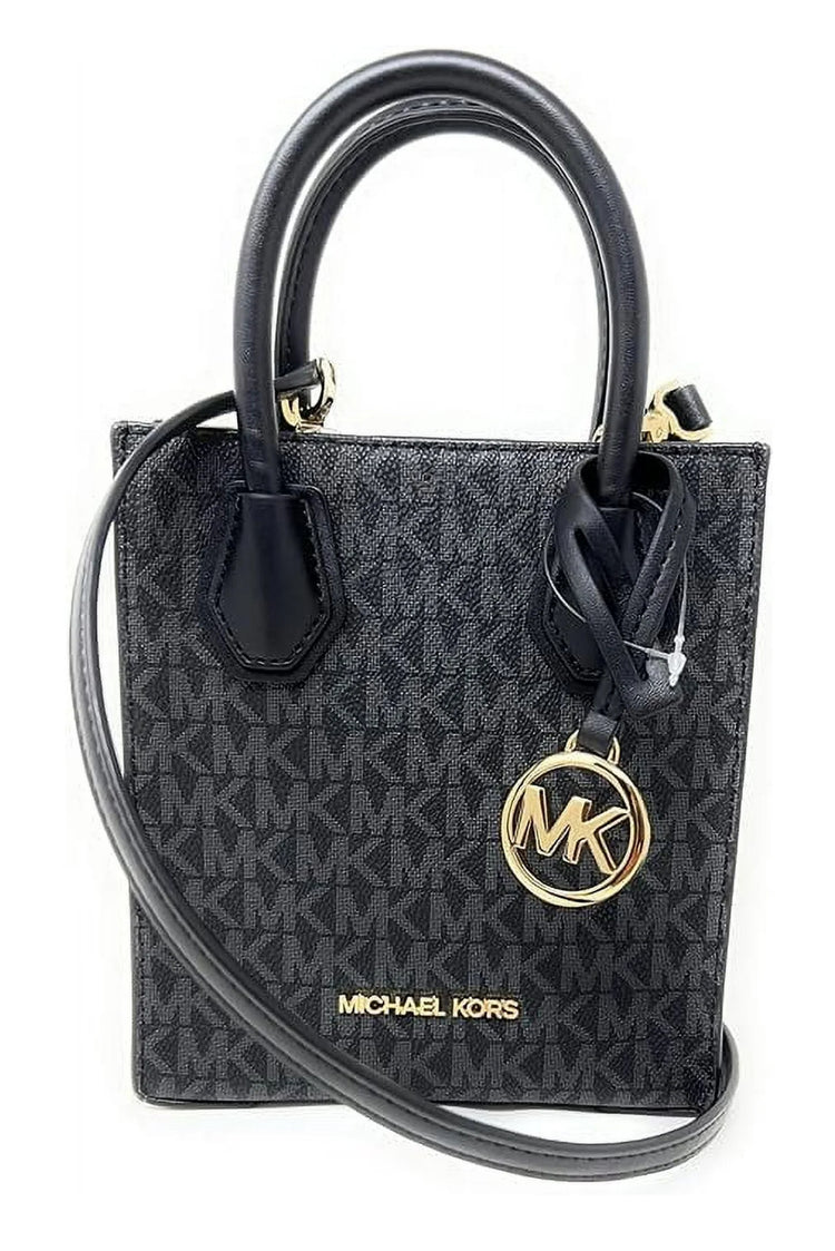 Michael Kors Womens Mercer Extra-Small Pebbled Leather Crossbody Bag Black Signature 35T1GM9C0I-001