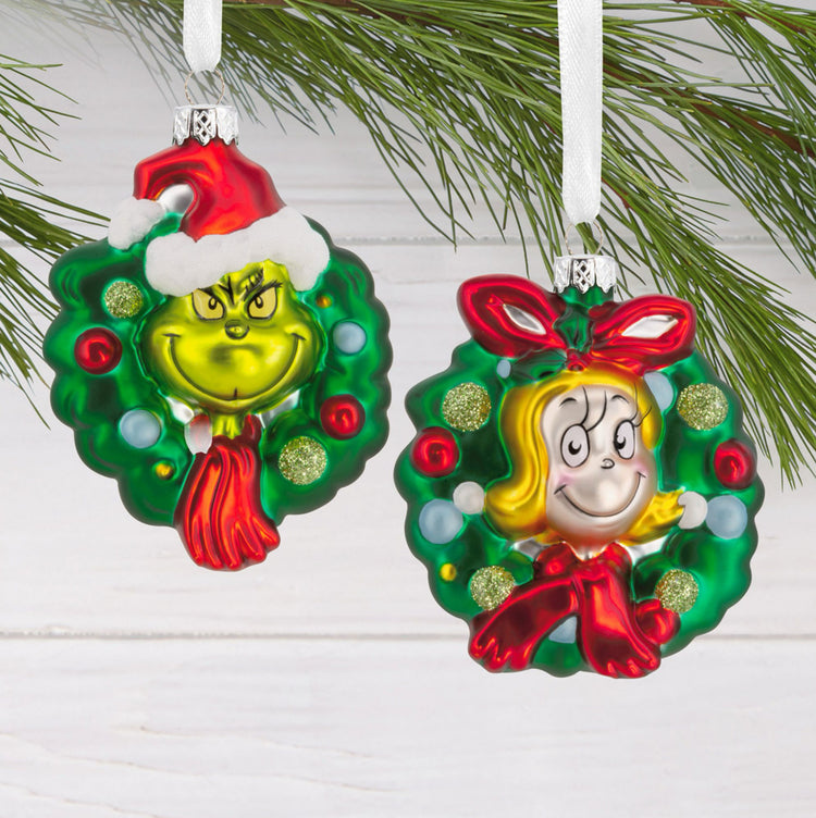 Hallmark Dr. Seuss's How the Grinch Stole Christmas! Blown Glass Christmas Ornaments.