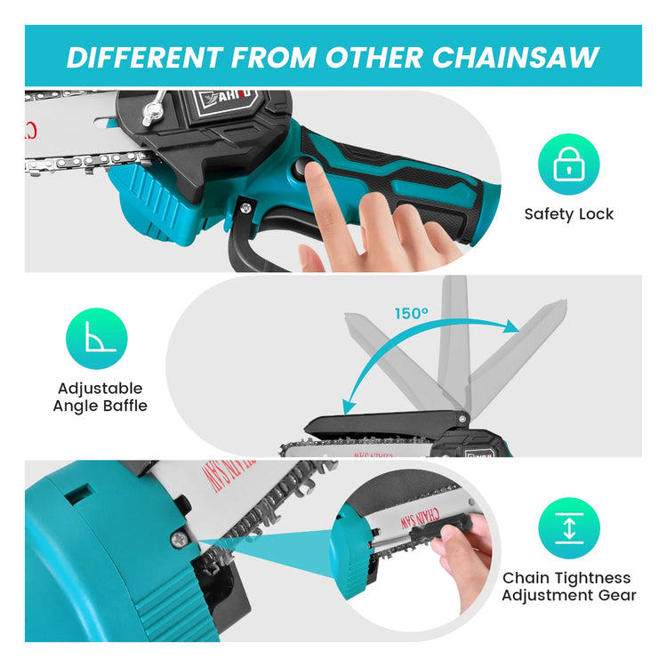 YAHHU 6 inch Mini Chainsaw, Portable Electric Cordless Chainsaw Set,Battery Powered,Small Handheld Chain Saws Pruning for Tree Branches