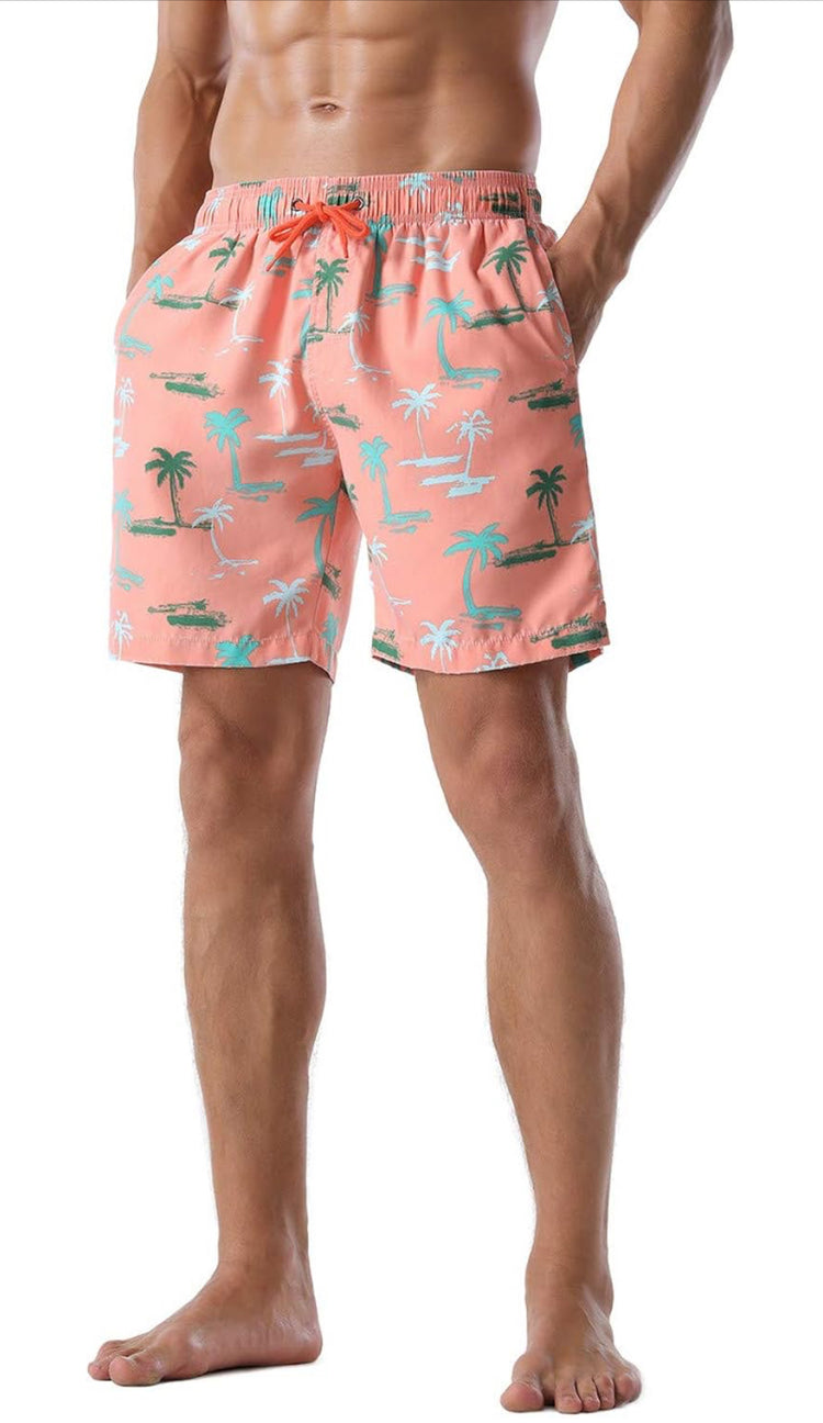 Nonwe Men's Swim Trunks Beachwear Outdoor Quick Dry Retro Soft Washed Drawstring Board Short. Size 32