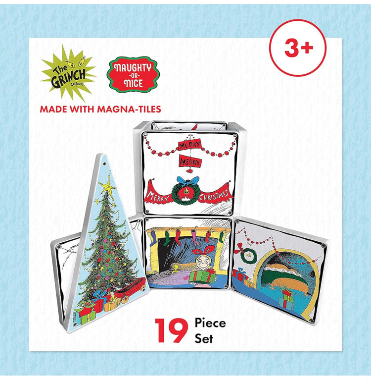 CreateOn Magna-Tiles Limited Edition Grinch Magnetic Building Toys from Dr. Seuss’ “How The Grinch Stole Christmas” Book, Educational Toys for Ages 3+, 19 Pieces